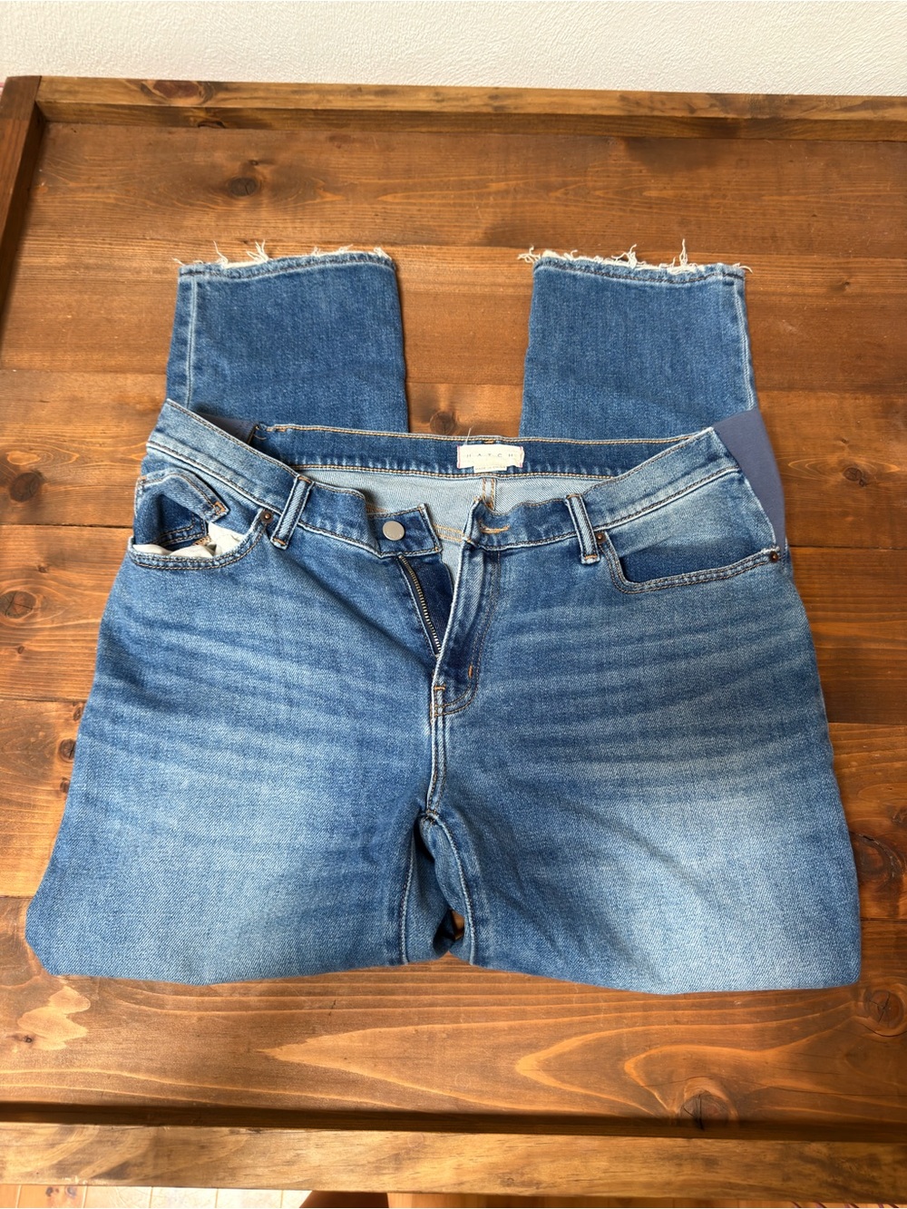 Hatch Straight Leg Medium Wash Maternity Denim Jeans